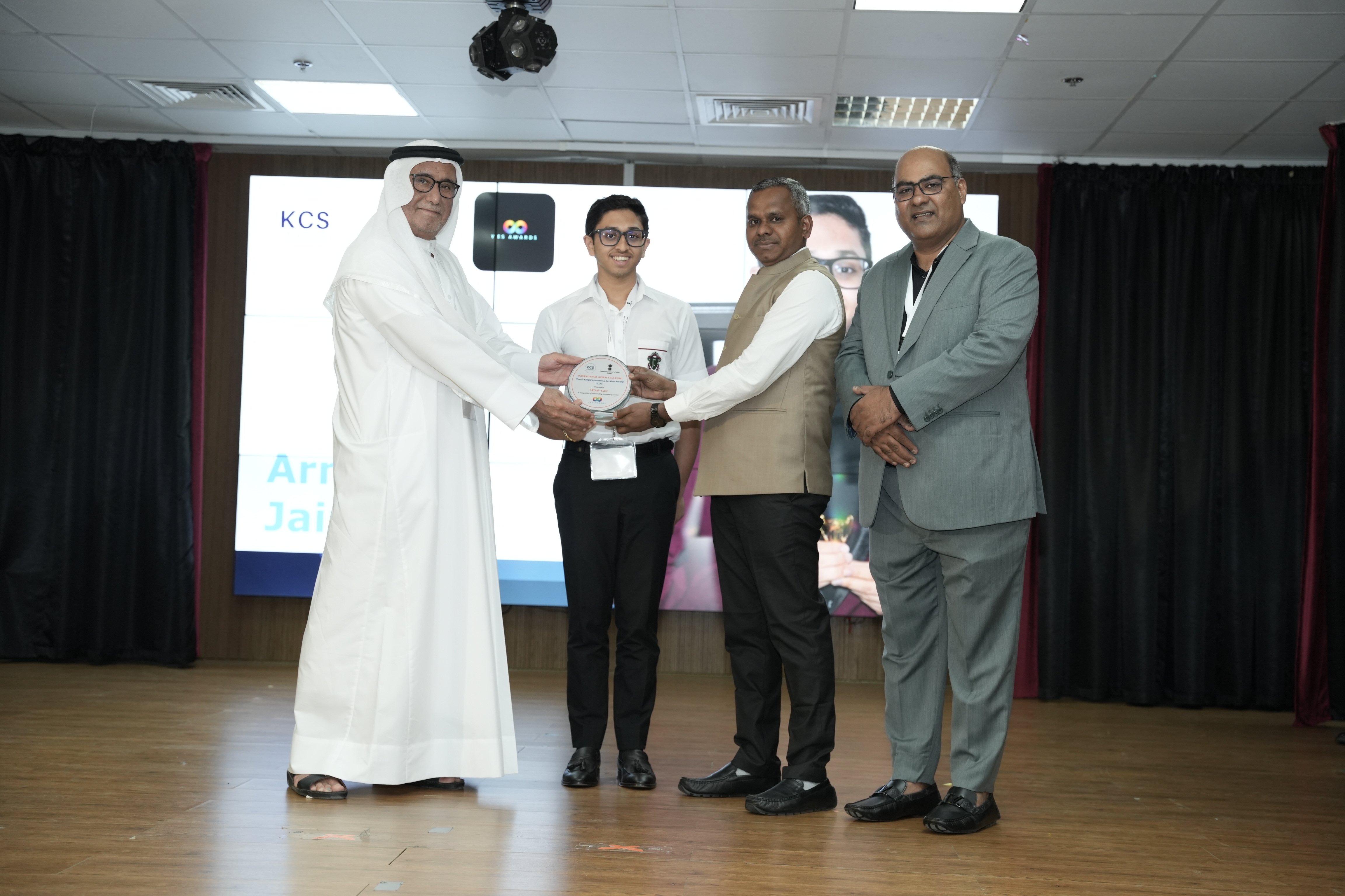 Award presentation on stage at the YES Awards ceremony