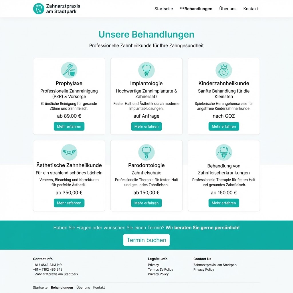 DentalCare Bielefeld — Tablet-Ansicht