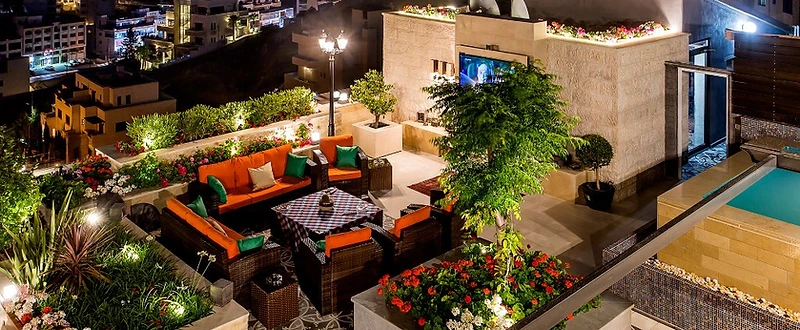 Rooftop Pool & Oriental Lounge in Dabouq, a roof terrace by Stones Jordan in Dabouq, Amman