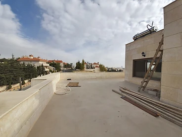 Before: roof beside the house, roof terrace design, Amman: empty slab, ladder and steel bars