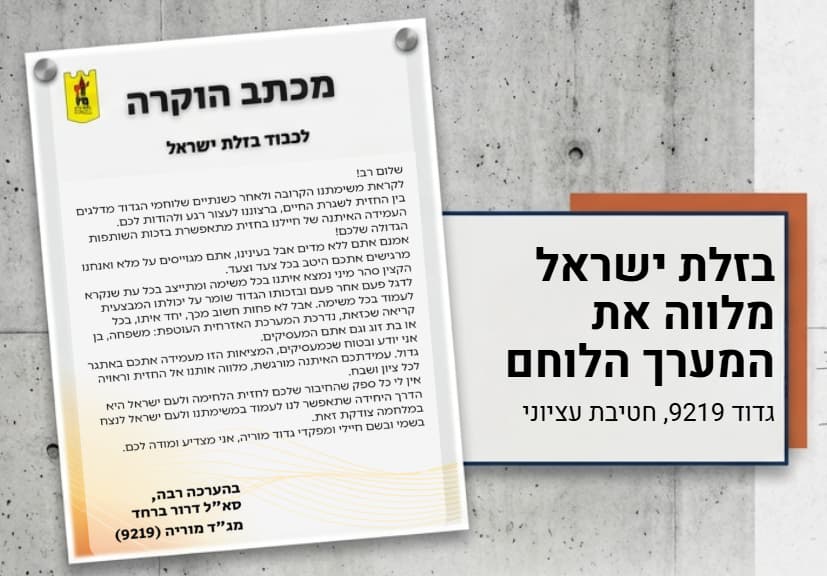 מכתב הוקרה לבזלת ישראל