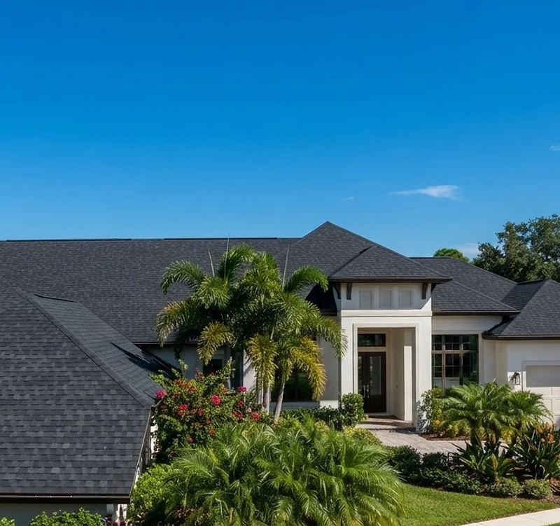 Professionally completed architectural shingle roof on a Florida home
