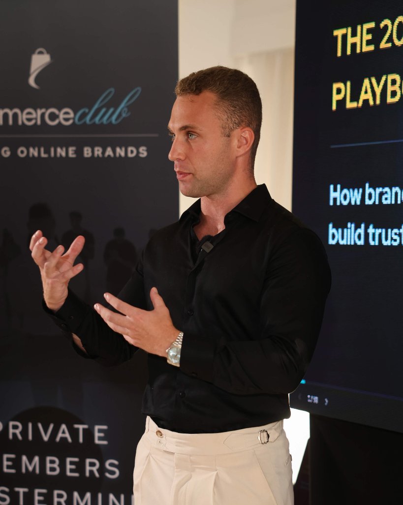 James Demetriades presenting at a private members mastermind