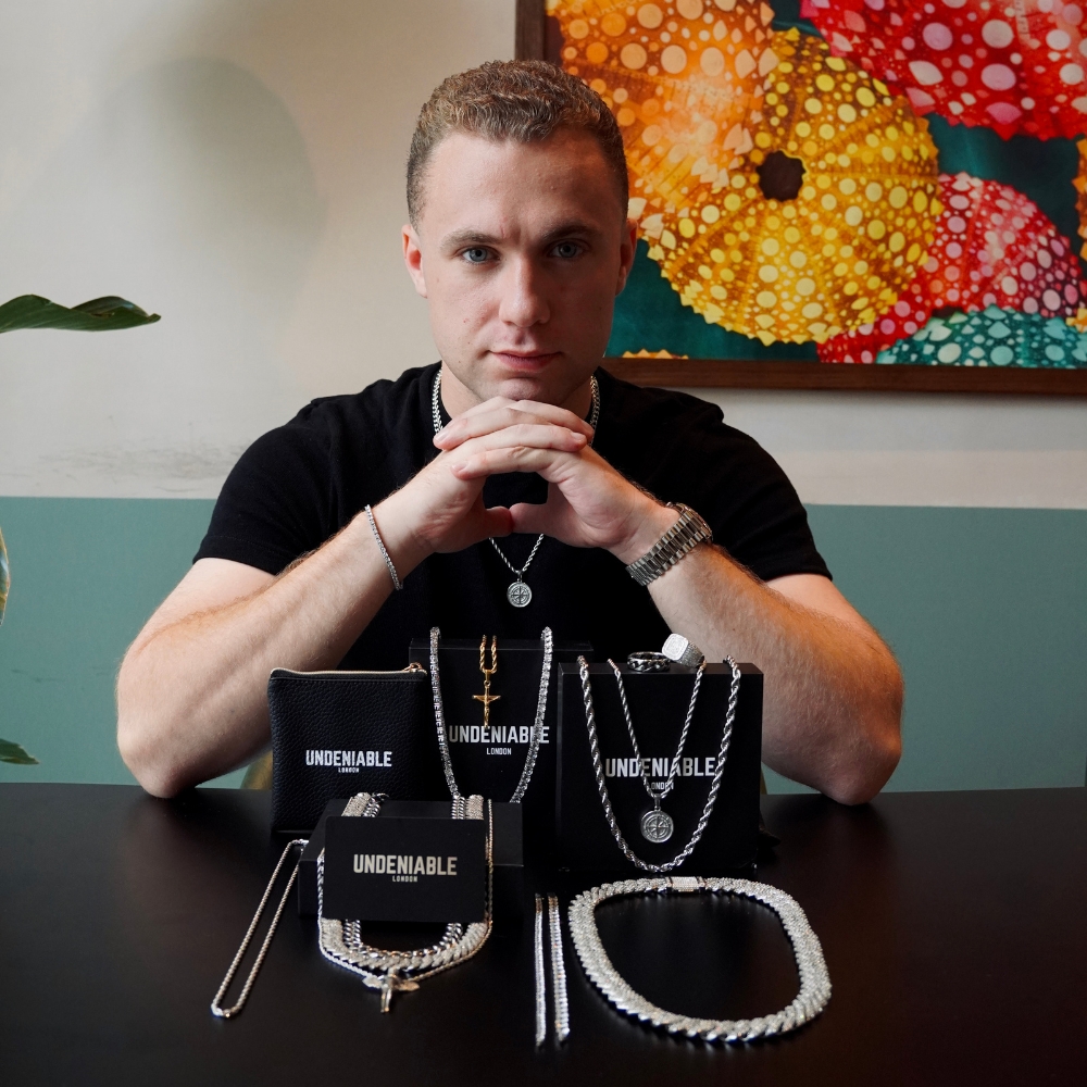 James Demetriades with Undeniable London, his first e-commerce brand