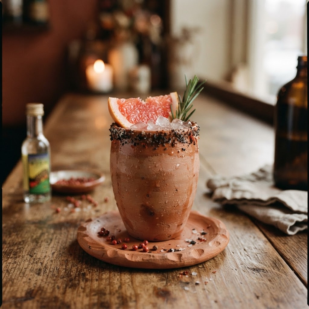 Terracotta Paloma — Rosemary & Smoked-Salt Rim