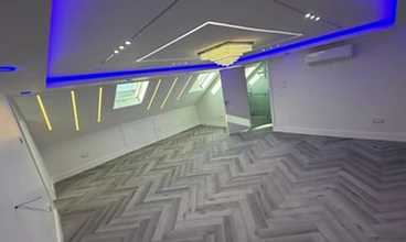 Finished Loft with LED Lighting in London by Harris Construction