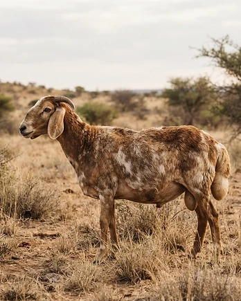 Close-up portrait of a Damara sheep showing the texture of its fleece