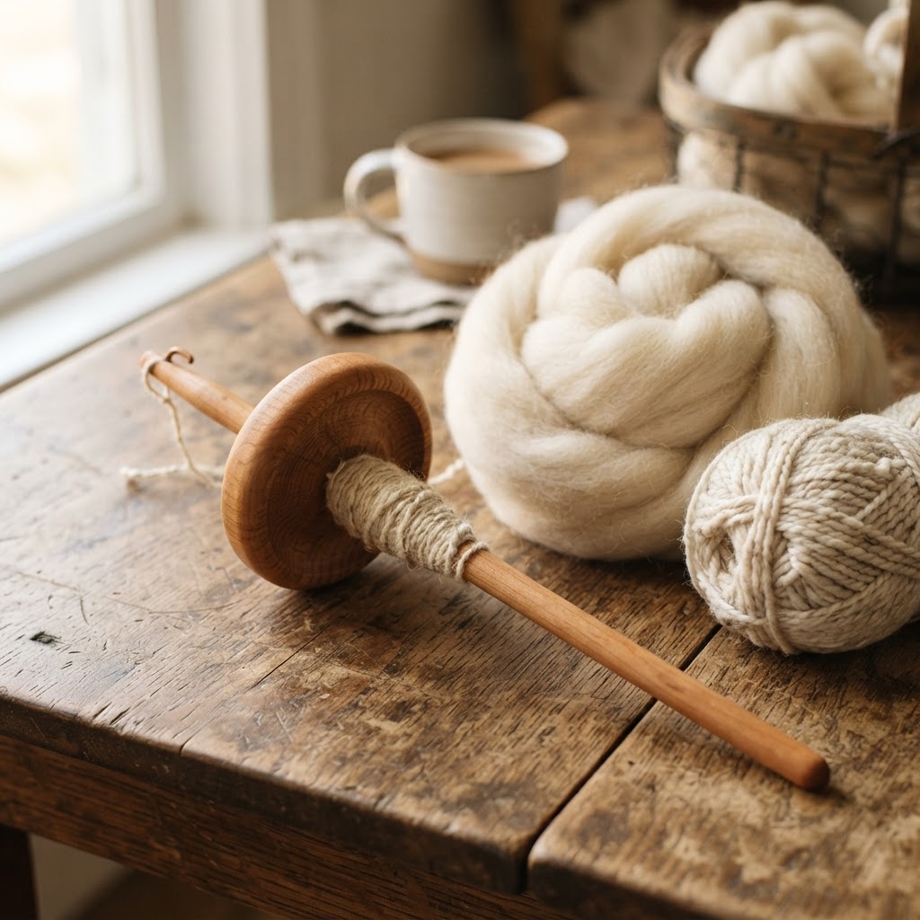 Hand Spinning Drop Spindle - Large Whorl