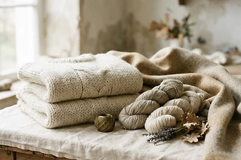 Still life representing Wool Textiles