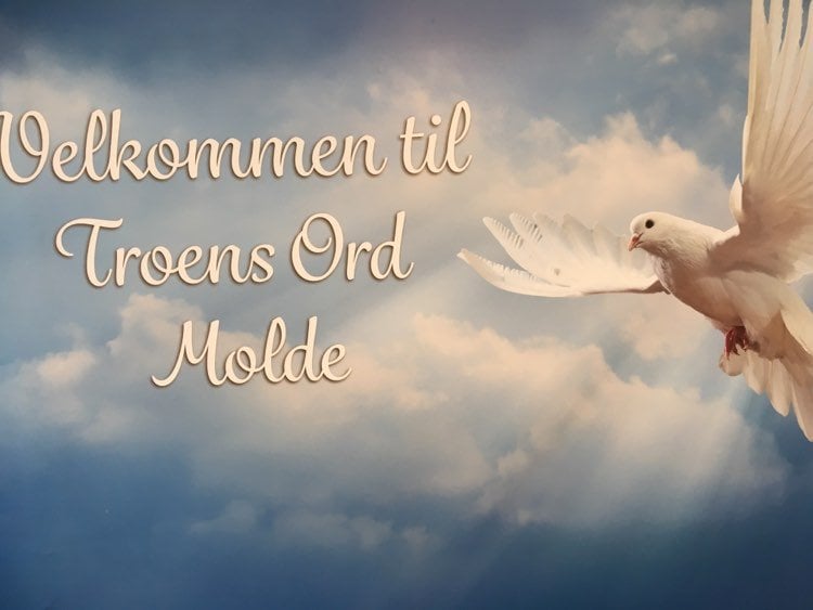 Hvit due i flukt mot en blå himmel