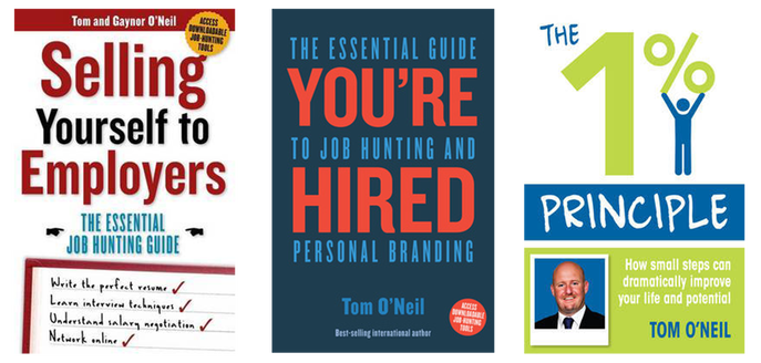 The actual covers of Tom O'Neil's published career books