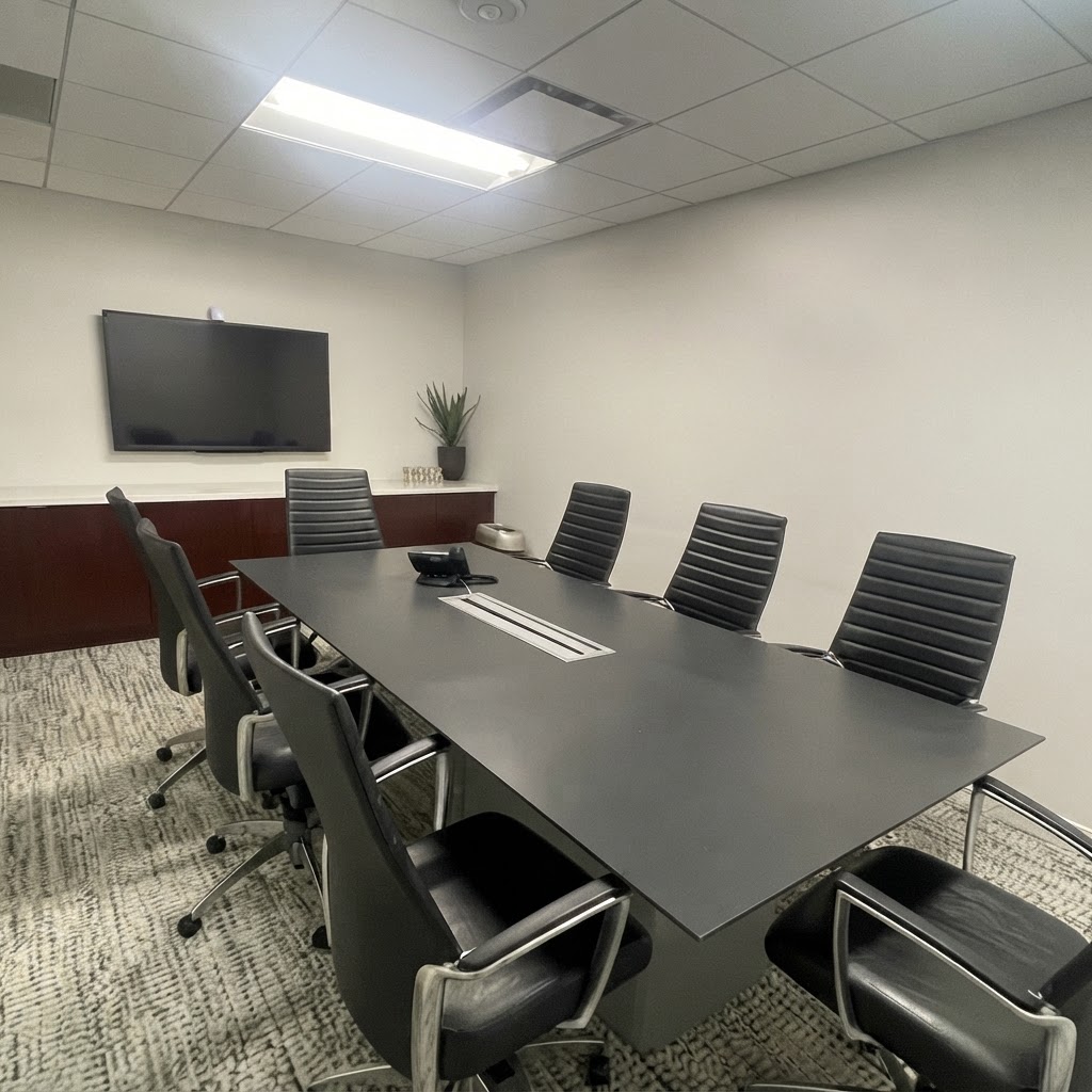 Spotless commercial conference room with TV off