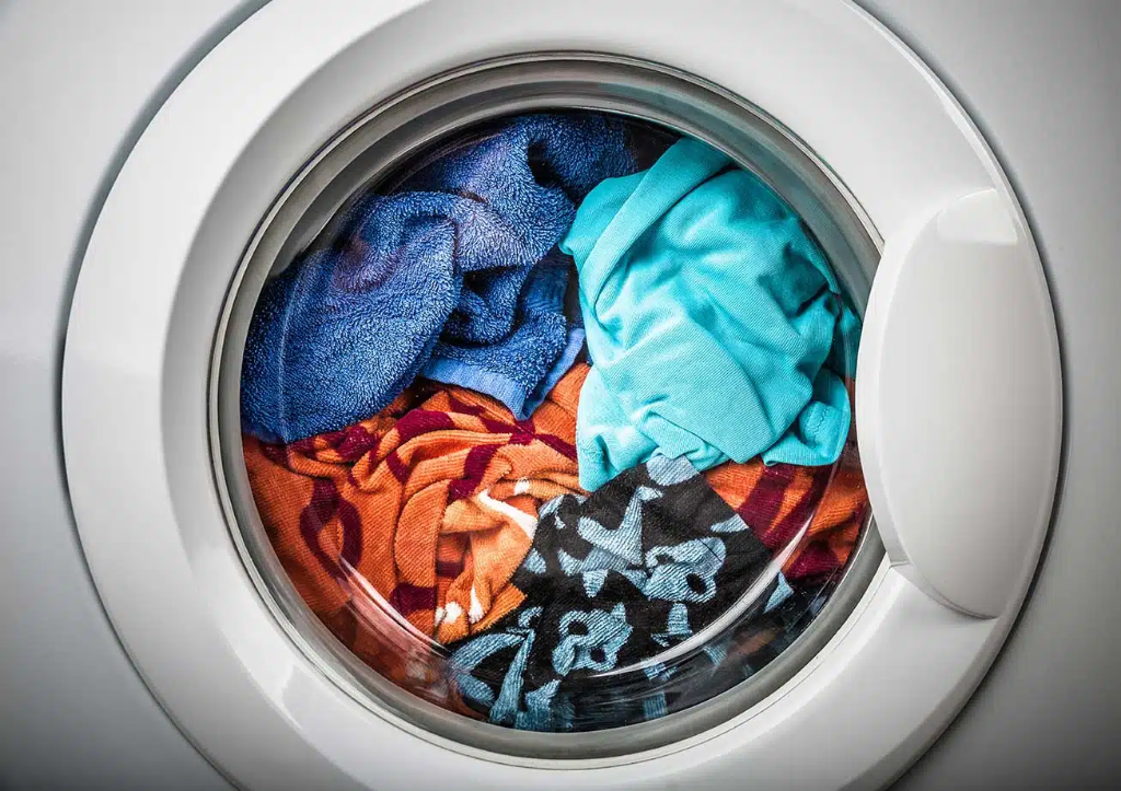 Washing machine drum with colorful laundry