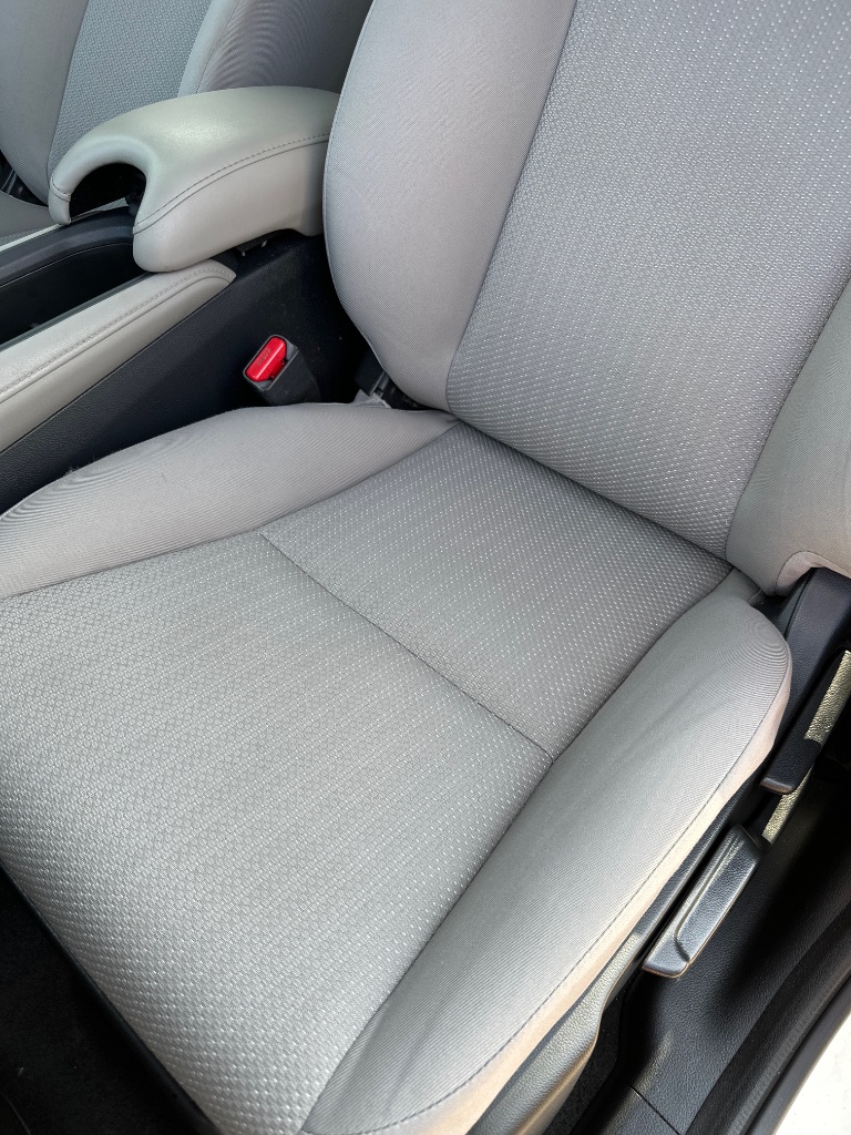Car seat after interior detailing in Southwestern Pennsylvania