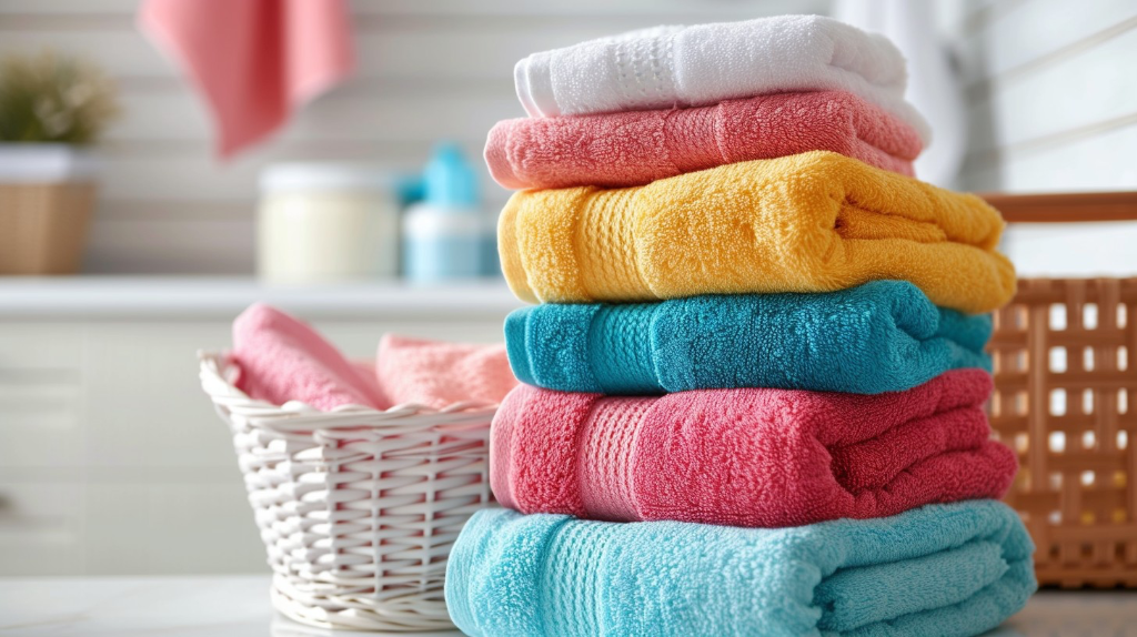 Stack of colorful folded towels