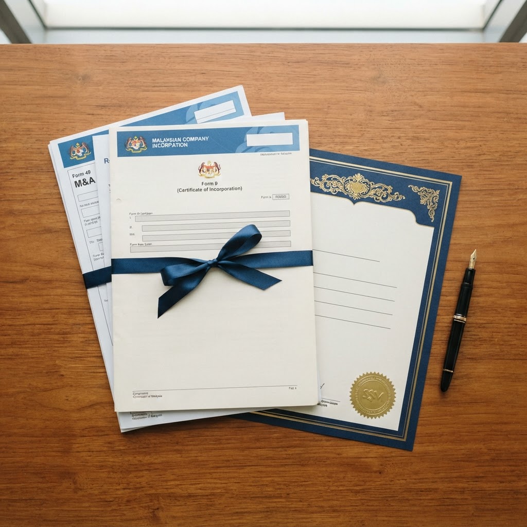 Documents and pen on a desk for company registration in Malaysia