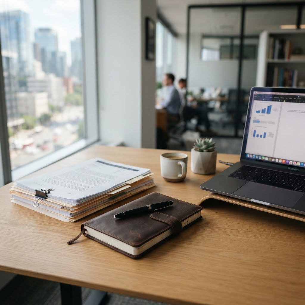 Laptop and notebook representing company secretary duties in Malaysia