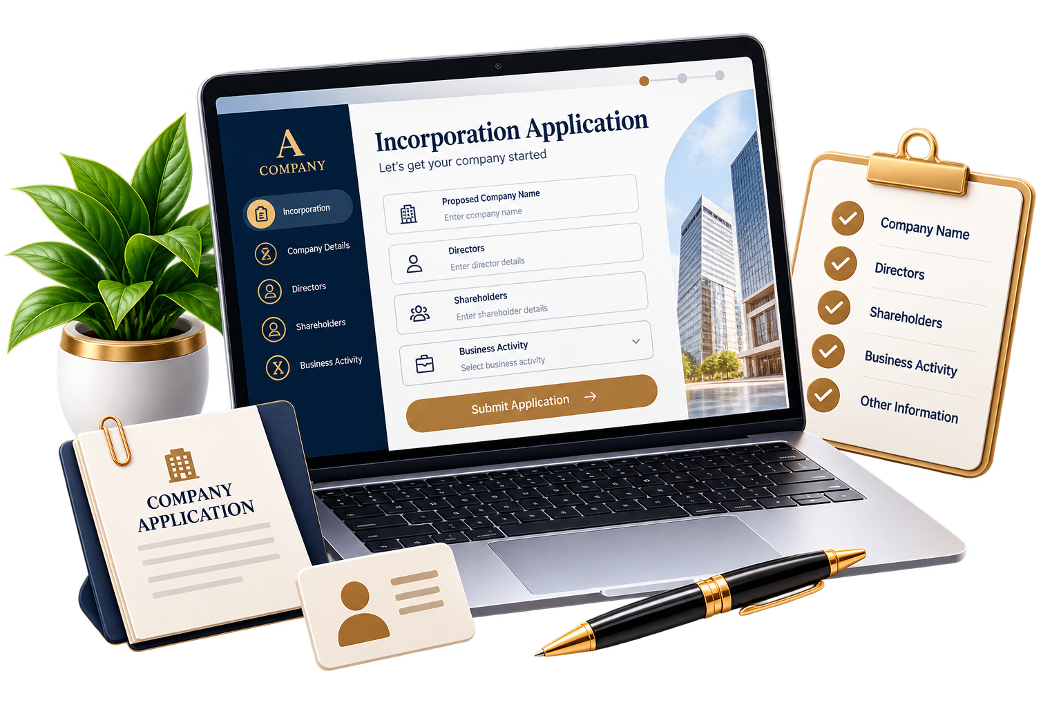 Submit your incorporation application online via laptop