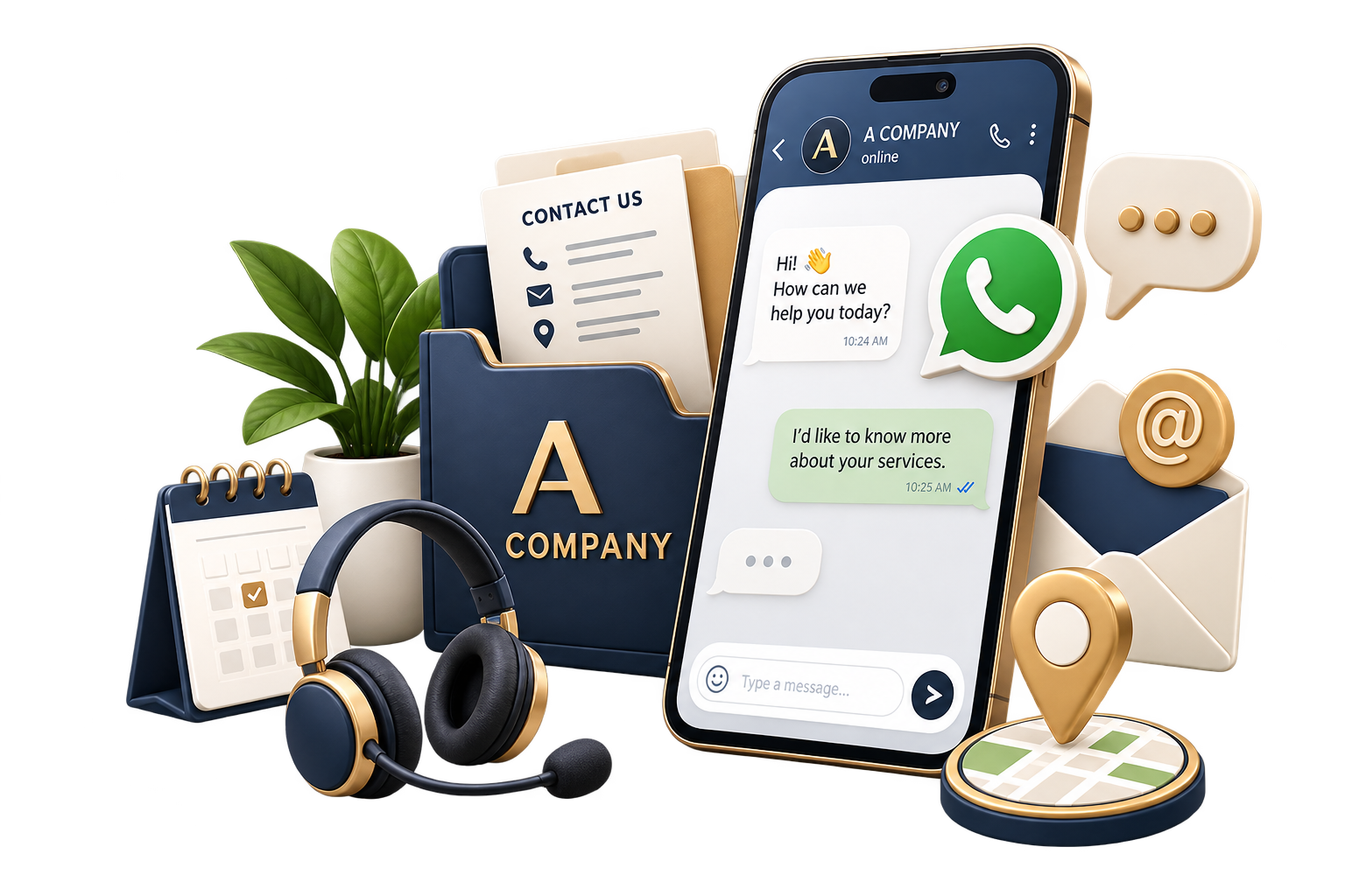 Contact A Company via WhatsApp, phone and email
