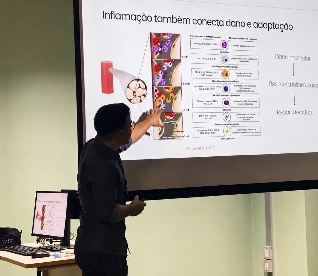 João Victor apresentando conteúdo científico