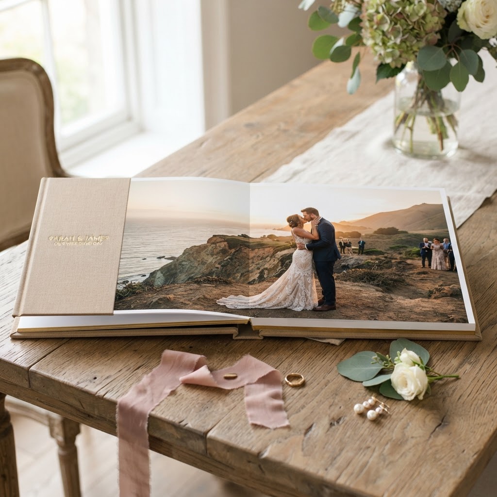 Layflat wedding album for panoramic shots