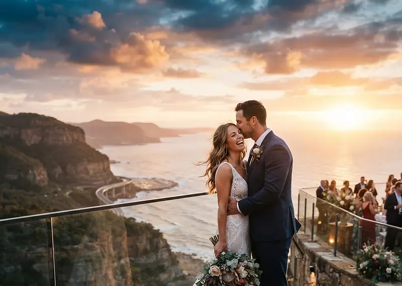 Lisa and Paul captured at their breathtaking Panorama House wedding overlooking the Sydney coastline