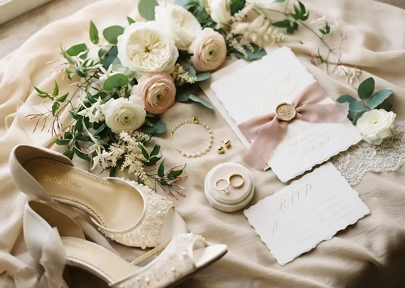 Close-up of elegant wedding rings resting on a floral bouquet at a stylish Sydney wedding
