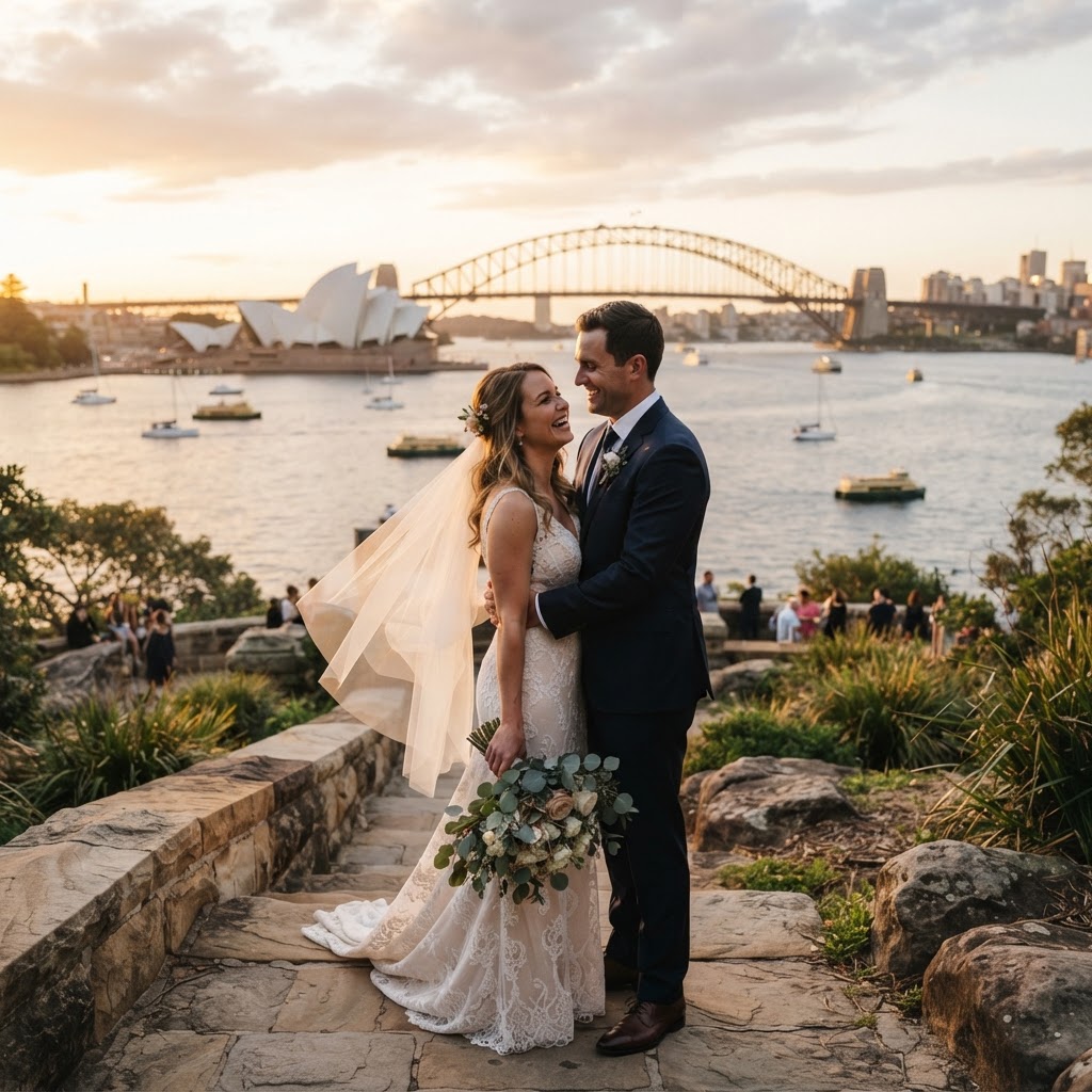Best Sydney wedding photographer capturing a romantic wedding portrait in Sydney