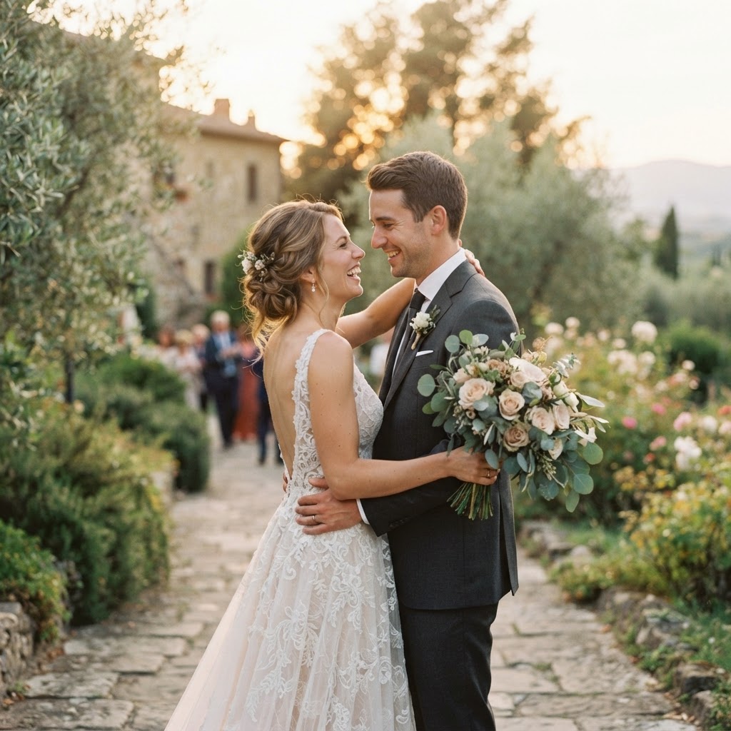Beautiful wedding photos of a bride and groom