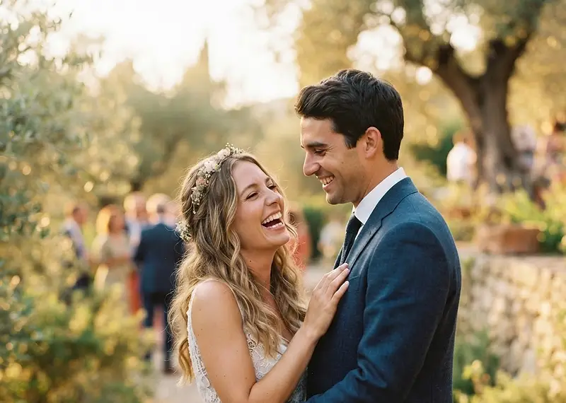 A heartfelt candid moment between a wedding couple shared during their beautiful outdoor wedding celebration photography session