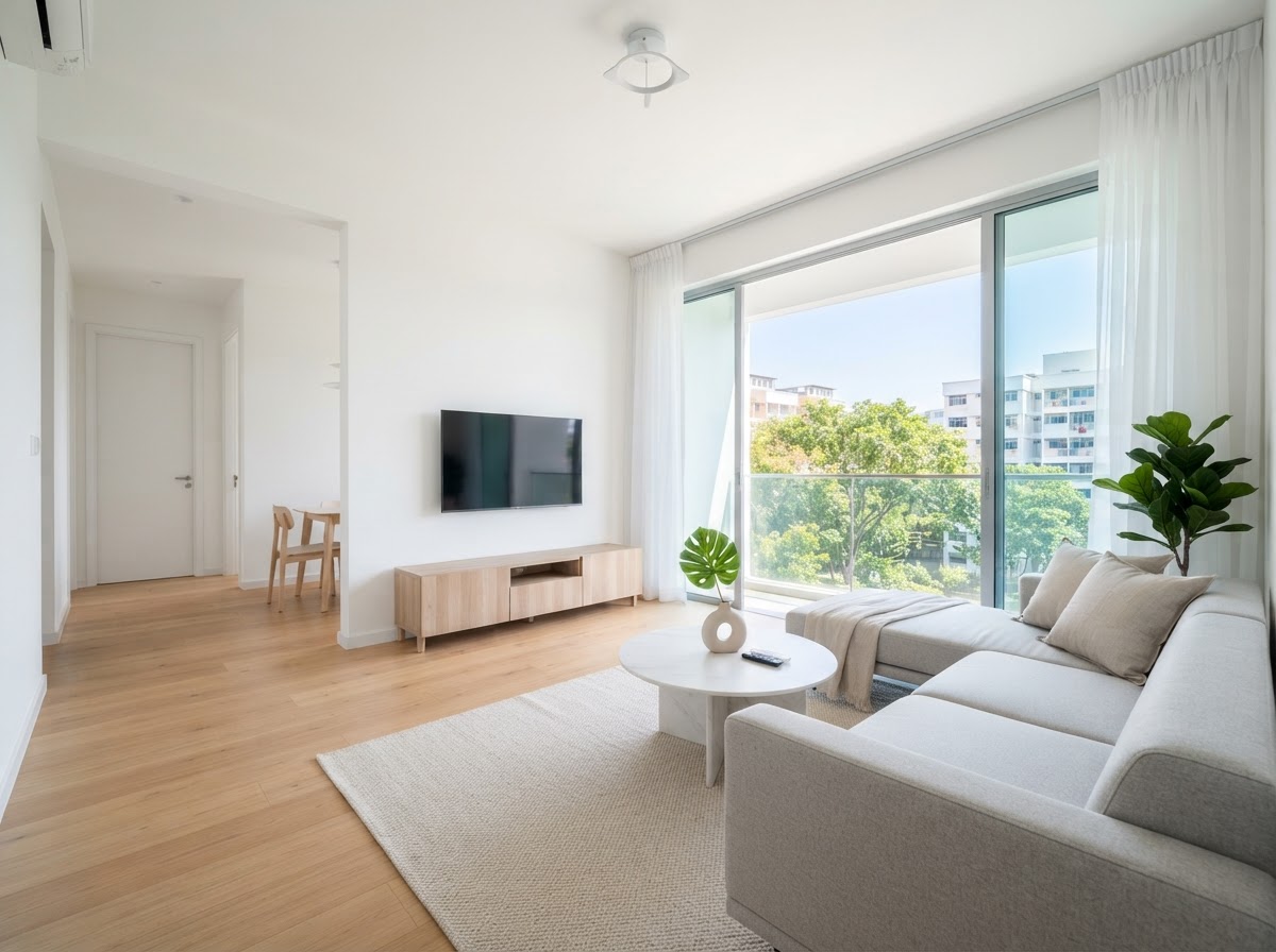Pristine HDB apartment interior after professional deep cleaning in Singapore