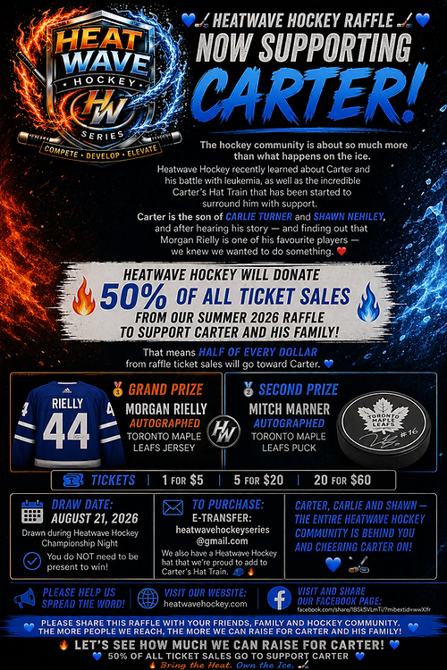 Heatwave Hockey Raffle — Now Supporting Carter flyer