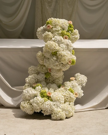 Sculptural hydrangea floral installation