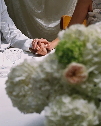 White hydrangeas and silver candelabra evening setting