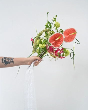 Bridal bouquet with anthurium and gloriosa