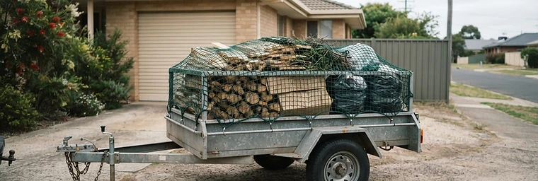 A loaded trailer ready to leave a residential property in the Wodonga area