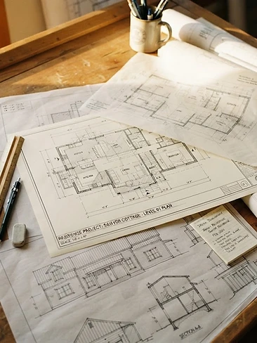 Table d'architecte, plans et documents techniques — illustration