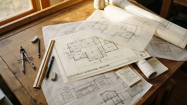 Plans et pièces d'un dossier de permis de construire : illustration des documents à fournir.