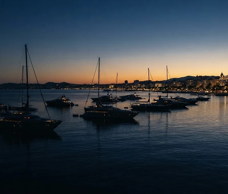 Côte de Cannes au crépuscule