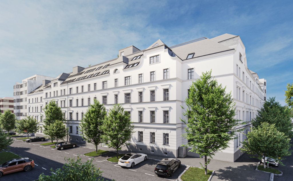 Straßenansicht Altbau Tag