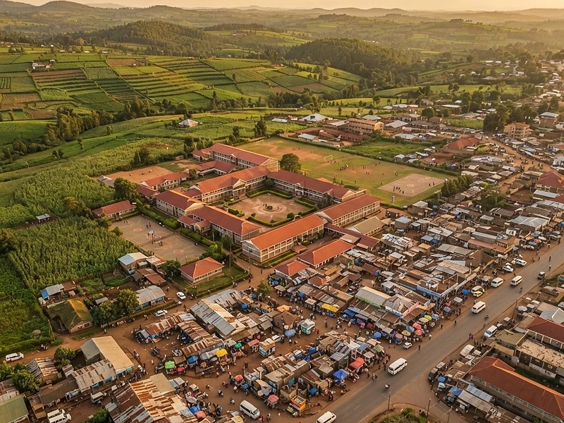 Kenyan county town at golden hour