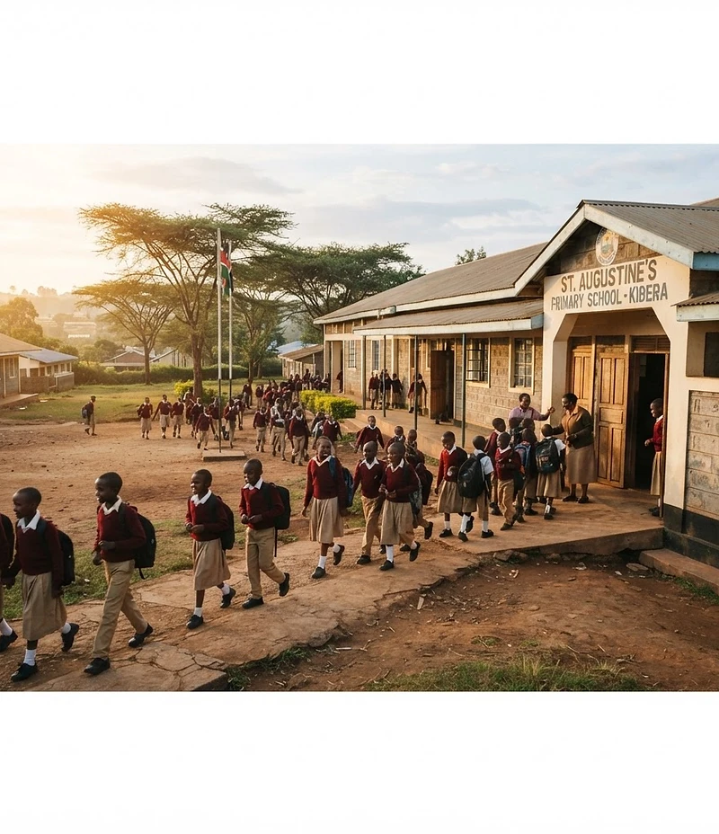 Kenyan school leader working with teachers