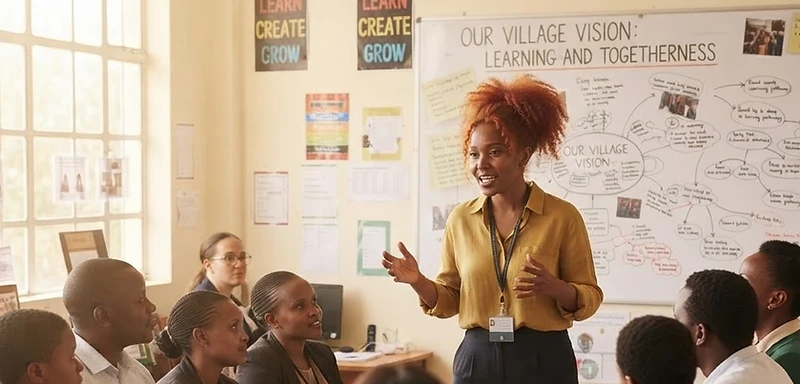 Yvonne in a Kenyan school setting