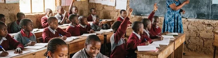 Kenyan students in a rural classroom
