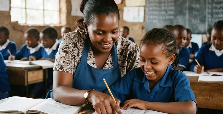 Kenyan teacher in classroom