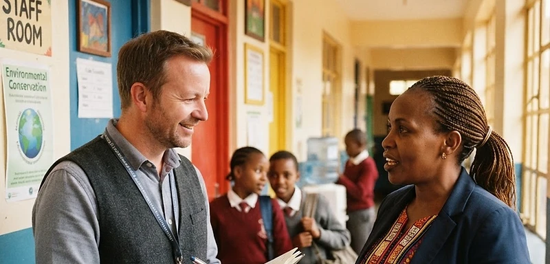 Richard in a Kenyan school setting