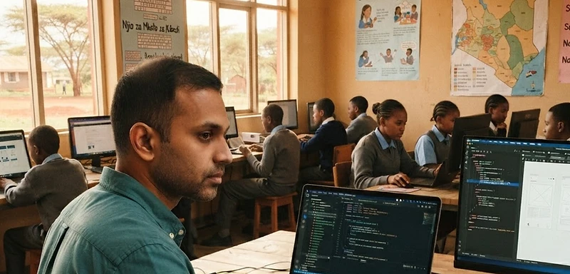 Varun in a Kenyan school setting