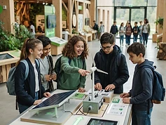 Uczniowie zwiedzający centrum edukacji ekologicznej