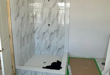 Bathroom shower renovation in progress by 416Fix