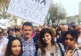 Protesty Za slušné Slovensko v Prahe